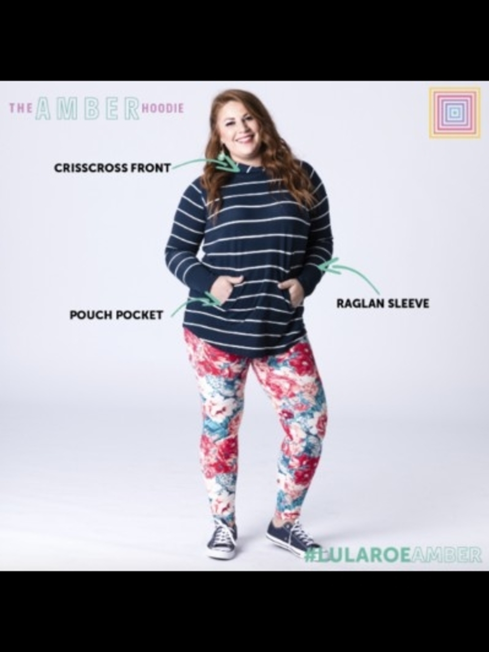 LuLaRoe Amber Hoodie - Paris & Roses - Picture 2 of 5